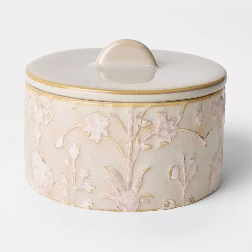 5" Floral Ceramic Canister Off-White - Threshold Studio‎ McGee - Target 2025